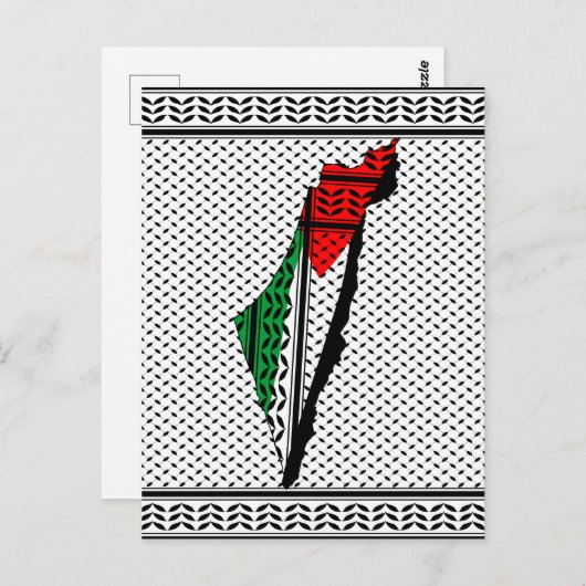 Palestina kaart met vlag en Keffiyeg patroon (Voorkant / Achterkant)