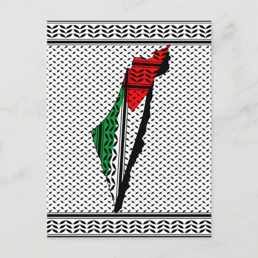 Palestina kaart met vlag en Keffiyeg patroon (Voorkant)