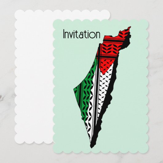 Palestina kaart met vlag en Keffiyeg patroon (Voorkant / Achterkant)