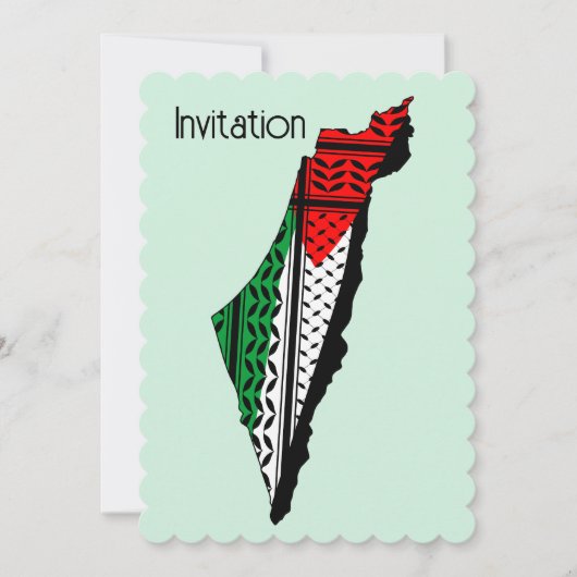 Palestina kaart met vlag en Keffiyeg patroon (Voorkant)