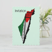 Palestina kaart met vlag en Keffiyeg patroon (Staand voorkant)