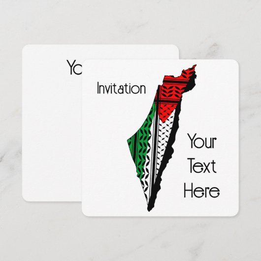 Palestina kaart met vlag en Keffiyeg patroon (Voorkant / Achterkant)
