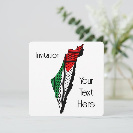 Palestina kaart met vlag en Keffiyeg patroon (Staand voorkant)