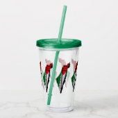 Palestina kaart met vlag en Keffiyeg patroon Acryl Drinkbeker (Achterkant)