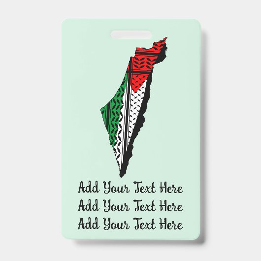 Palestina kaart met vlag en Keffiyeg patroon Badge (Front)