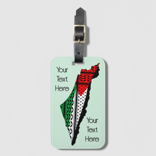 Palestina kaart met vlag en Keffiyeg patroon Bagagelabel (Voorkant (verticaal))
