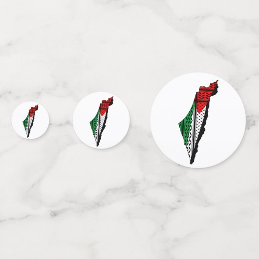 Palestina kaart met vlag en Keffiyeg patroon Confetti (Voorkanten)