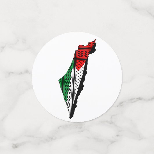 Palestina kaart met vlag en Keffiyeg patroon Confetti (Kleine voorkant)