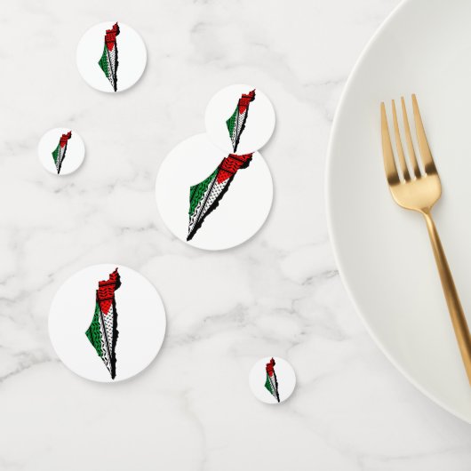 Palestina kaart met vlag en Keffiyeg patroon Confetti (Groep)