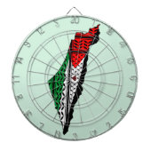 Palestina kaart met vlag en Keffiyeg patroon Dartbord (Voorkant)