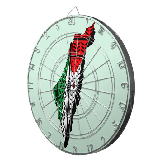 Palestina kaart met vlag en Keffiyeg patroon Dartbord (Voorkant Rechts)