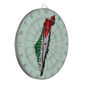 Palestina kaart met vlag en Keffiyeg patroon Dartbord (Voorkant Links)