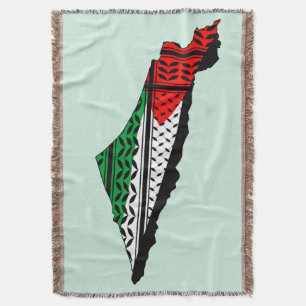 Palestina kaart met vlag en Keffiyeg patroon Deken
