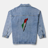 Palestina kaart met vlag en Keffiyeg patroon Denim Jacket (Achterkant)