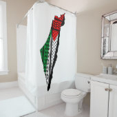 Palestina kaart met vlag en Keffiyeg patroon Douchegordijn (In situ)
