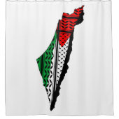 Palestina kaart met vlag en Keffiyeg patroon Douchegordijn (Voorkant)