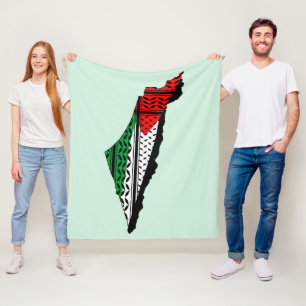 Palestina kaart met vlag en Keffiyeg patroon Fleece Deken