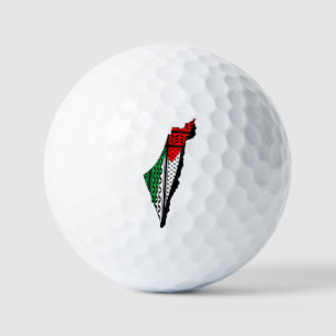 Palestina kaart met vlag en Keffiyeg patroon Golfballen