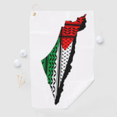 Palestina kaart met vlag en Keffiyeg patroon Golfhanddoek (Insitu)