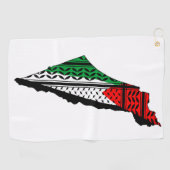 Palestina kaart met vlag en Keffiyeg patroon Golfhanddoek (Horizontaal)