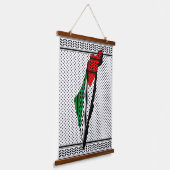 Palestina kaart met vlag en Keffiyeg patroon Hangend Wandkleed (Gebogen)