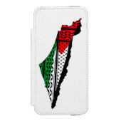 Palestina kaart met vlag en Keffiyeg patroon Incipio iPhone Portemonnee Hoesje (Voorkant Agenda)
