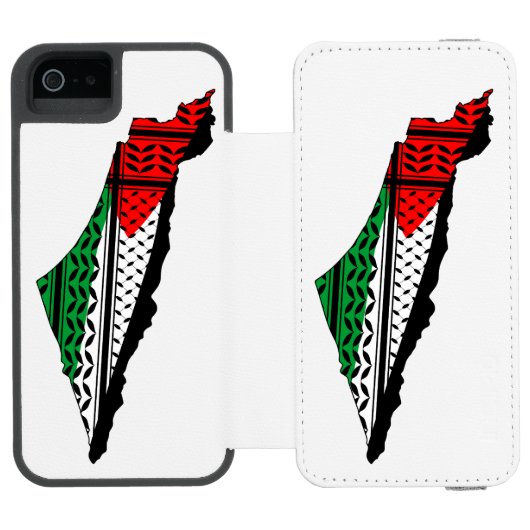 Palestina kaart met vlag en Keffiyeg patroon Incipio iPhone Portemonnee Hoesje (Agenda Open)