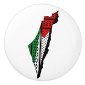 Palestina kaart met vlag en Keffiyeg patroon Keramische Knop (Voorkant)