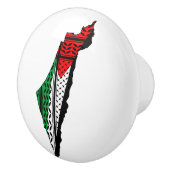 Palestina kaart met vlag en Keffiyeg patroon Keramische Knop (Rechts)