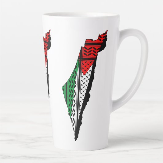 Palestina kaart met vlag en Keffiyeg patroon Latte Mok (Rechts)