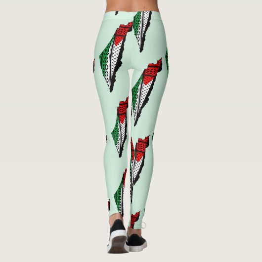Palestina kaart met vlag en Keffiyeg patroon Leggings (Achterkant)