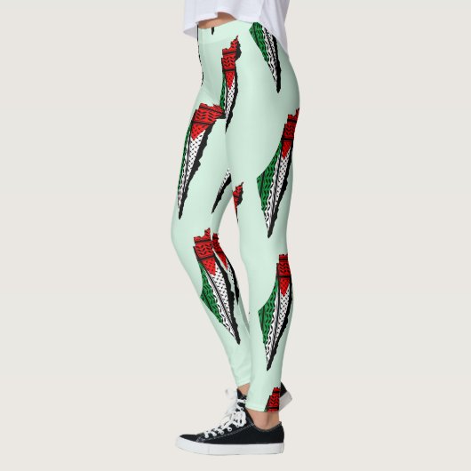 Palestina kaart met vlag en Keffiyeg patroon Leggings (Links)