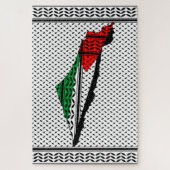 Palestina kaart met vlag en Keffiyeg patroon Legpuzzel (Verticaal)