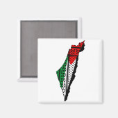 Palestina kaart met vlag en Keffiyeg patroon Magneet (Voorkant / Achterkant)