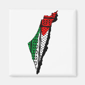 Palestina kaart met vlag en Keffiyeg patroon Magneet (Voorkant)