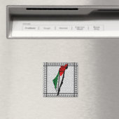 Palestina kaart met vlag en Keffiyeg patroon Magneet (Insitu (Vaatwasser))