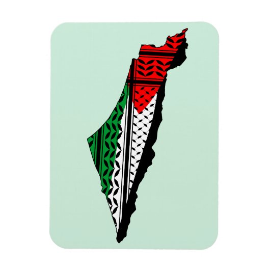 Palestina kaart met vlag en Keffiyeg patroon Magneet (Verticaal)