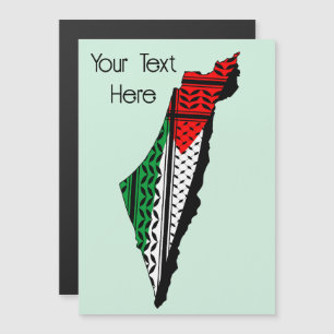 Palestina kaart met vlag en Keffiyeg patroon Magnetische Uitnodiging