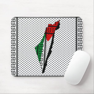 Palestina kaart met vlag en Keffiyeg patroon Muismat