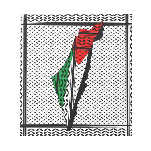 Palestina kaart met vlag en Keffiyeg patroon Notitieblok (Voorkant)