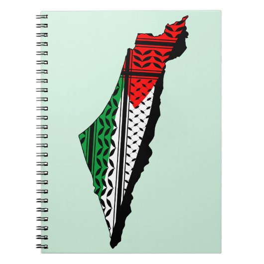 Palestina kaart met vlag en Keffiyeg patroon Notitieboek (Voorkant)