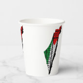 Palestina kaart met vlag en Keffiyeg patroon Papieren Bekers (Achterkant)