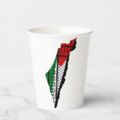 Palestina kaart met vlag en Keffiyeg patroon Papieren Bekers (Links)
