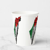 Palestina kaart met vlag en Keffiyeg patroon Papieren Bekers (Rechts)