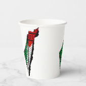 Palestina kaart met vlag en Keffiyeg patroon Papieren Bekers (Voorkant)