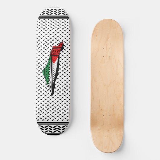 Palestina kaart met vlag en Keffiyeg patroon Persoonlijk Skateboard (Voorkant)