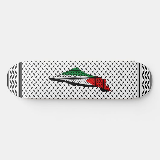 Palestina kaart met vlag en Keffiyeg patroon Persoonlijk Skateboard (Horizontaal)