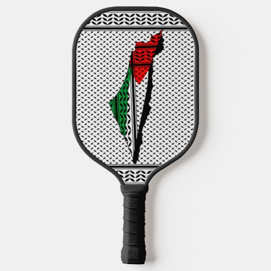 Palestina kaart met vlag en Keffiyeg patroon Pickleball Paddle (Achterkant)