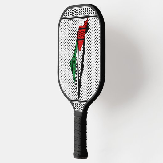 Palestina kaart met vlag en Keffiyeg patroon Pickleball Paddle (Links)