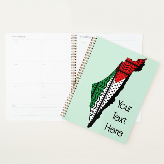Palestina kaart met vlag en Keffiyeg patroon Planner (Display)